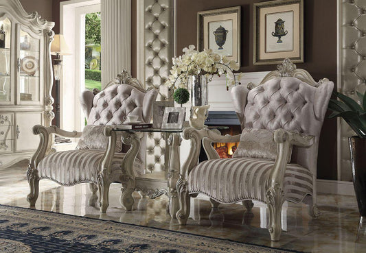 ACME Versailles Chair w/1 Pillow, Ivory Fabric & Bone White 1