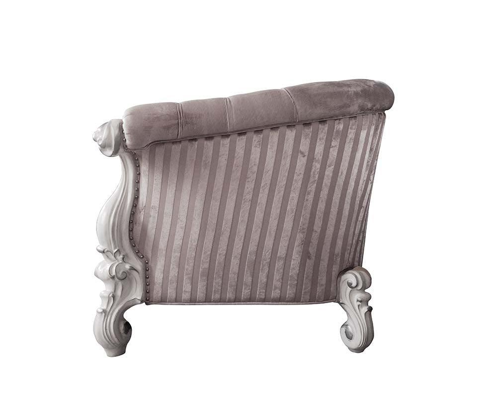 ACME Versailles  Chair w/2 Pillows, Ivory Fabric & Bone White Finish