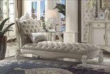 ACME Versailles Chaise w/1 Pillow, Vintage Gray PU & Bone White