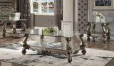 ACME Versailles Coffee Table, Antique Platinum & Clear Glass