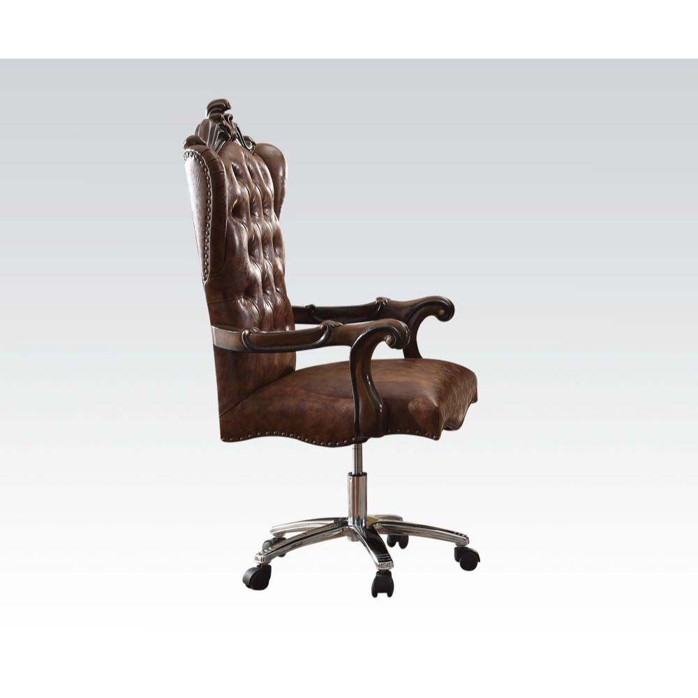 ACME Versailles Executive Chair w/Swivel & Lift, 2-Tone Light Brown PU & Cherry Oak