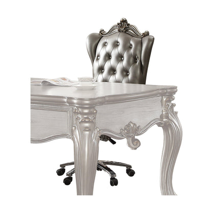 ACME Versailles Executive Chair w/Swivel & Lift, Silver PU & Antique Platinum