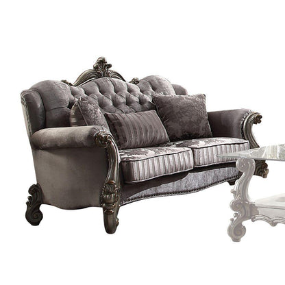 ACME Versailles Loveseat w/3 Pillows, Velvet & Antique Platinum