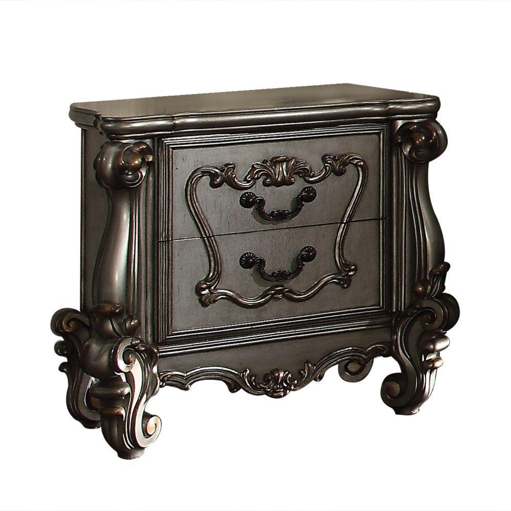 ACME Versailles Nightstand, Antique Platinum