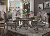 ACME Versailles Round Dining Table w/Single Pedestal, Antique Platinum 66840