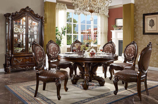 ACME Versailles  Round Dining Table w/Single Pedestal, Cherry Finish