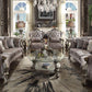 ACME Versailles Round Sofa w/5 Pillows, Velvet & Antique Platinum