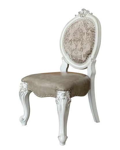 ACME Versailles  Side Chair (Set-2), PU & Bone White Finsih