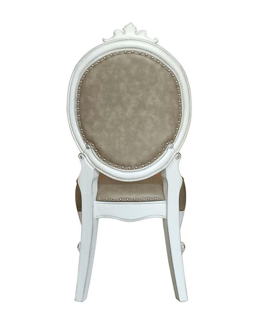 ACME Versailles  Side Chair (Set-2), PU & Bone White Finsih