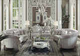 ACME Versailles Sofa w/5 Pillows Round, Ivory Fabric & Bone White