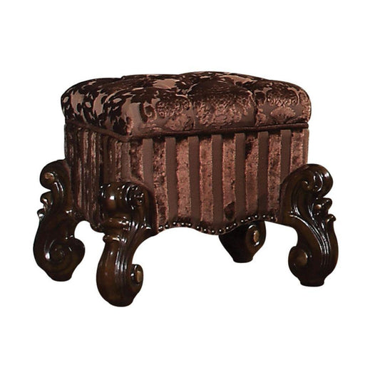 ACME Versailles Vanity Stool, Fabric & Cherry Oak