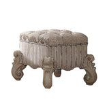 ACME Versailles Vanity Stool, Ivory Fabric & Bone White