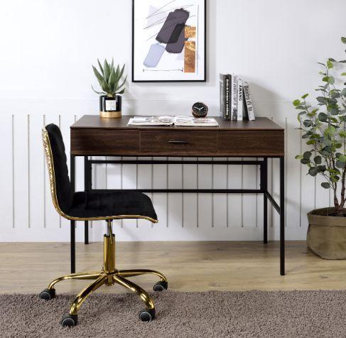 ACME Verster Built-in USB Port Writing Desk, Oak & Black Finish