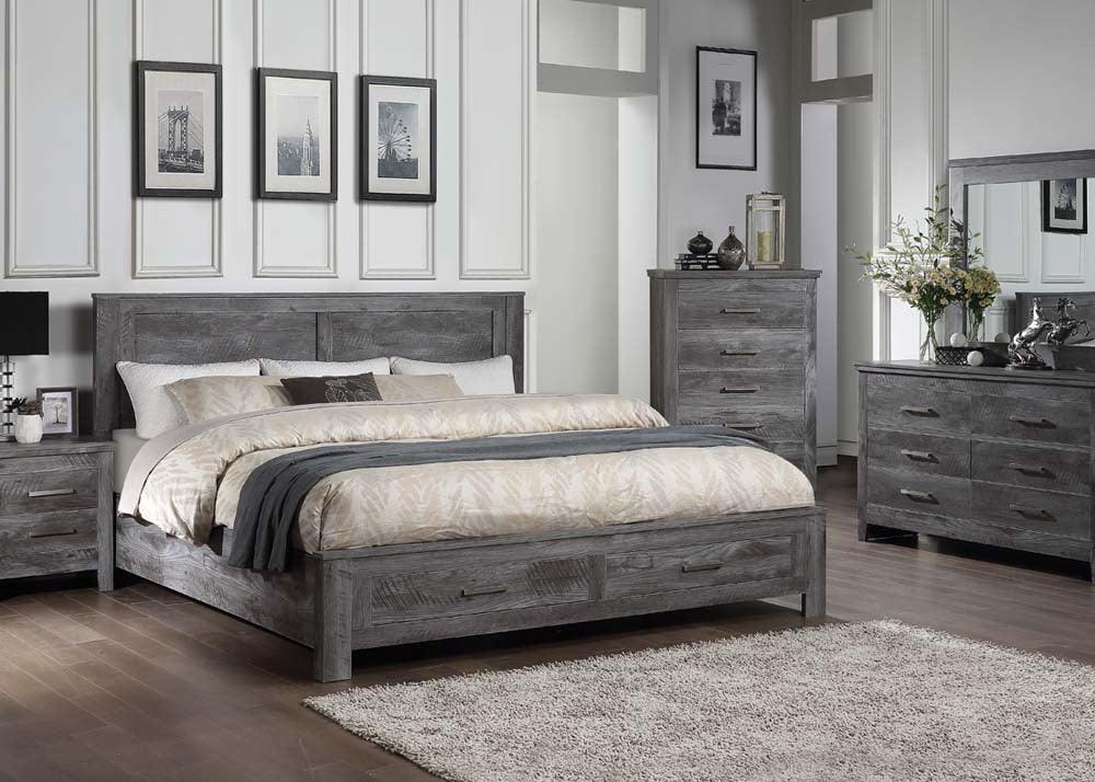 ACME Vidalia Eastern King Bed w/Storage, Rustic Gray Oak