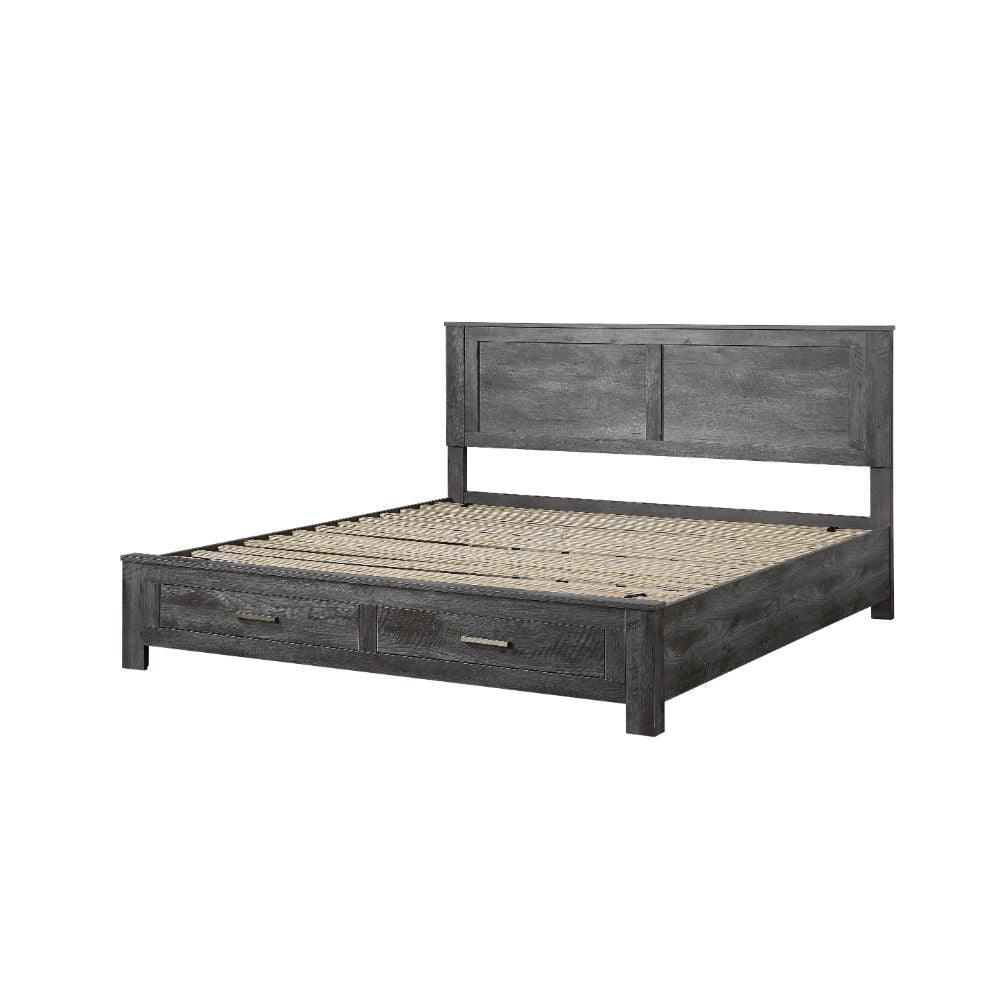 ACME Vidalia Queen Bed w/Storage, Rustic Gray Oak