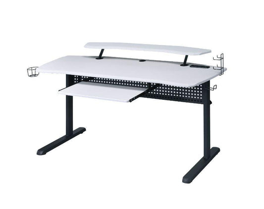 ACME Vildre Gaming Table w/USB Port, Black & White Finish