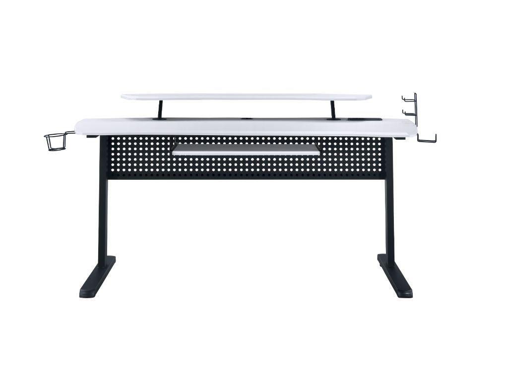 ACME Vildre Gaming Table w/USB Port, Black & White Finish