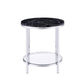 ACME Virlana End Table, Faux Black Marble & Chrome Finish