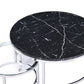 ACME Virlana Nesting Cocktail Table, Clear Glass, Faux Black Marble & Chrome Finish