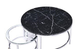 ACME Virlana Nesting Cocktail Table, Clear Glass, Faux Black Marble & Chrome Finish