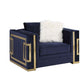 ACME Virrux Chair w/2Pillows, Blue Velvet & Gold Finish