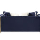 ACME Virrux Loveseat w/4Pillows, Blue Velvet & Gold Finish