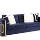 ACME Virrux Sofa w/6Pillows, Blue Velvet & Gold Finish