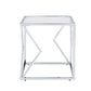 ACME Virtue End Table, Clear Glass & Chrome Finish