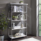 ACME Visage Bookcase, White Printed Faux Marble & Chrome