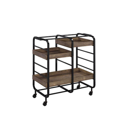 ACME Vorrik Serving Cart, Black & Walnut