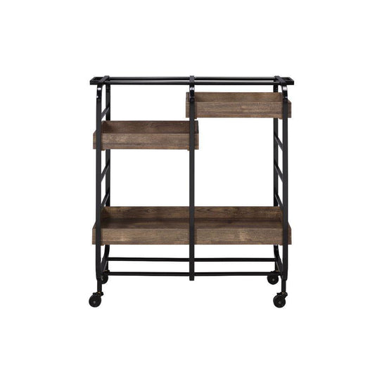 ACME Vorrik Serving Cart, Black & Walnut