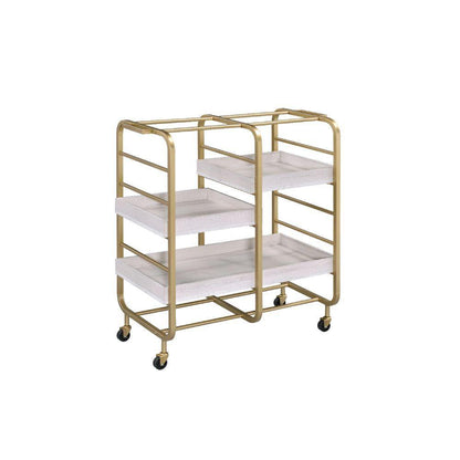 ACME Vorrik Serving Cart, Gold & White-Washed