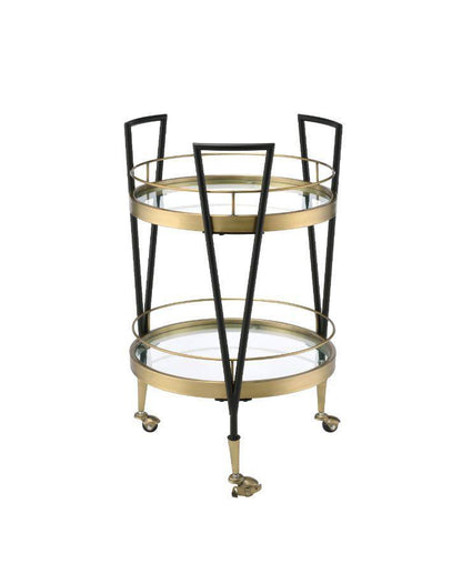 ACME Vries Serving Cart, Black & Gold Finish