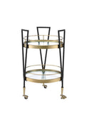 ACME Vries Serving Cart, Black & Gold Finish