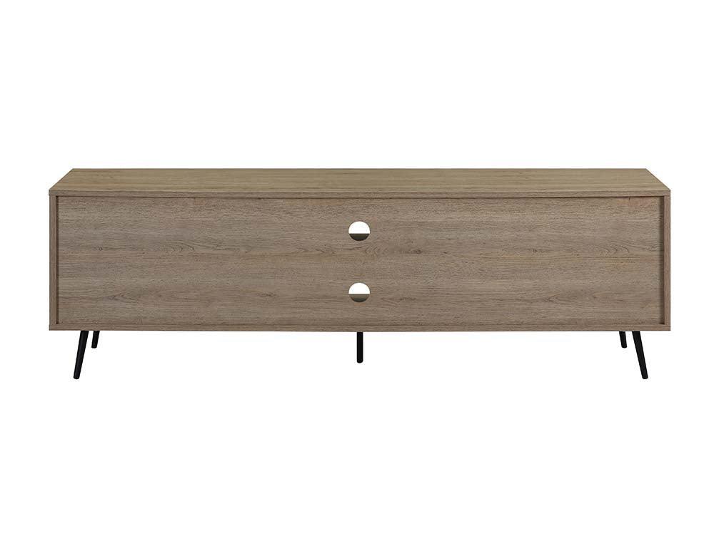 ACME Wafiya TV Stand, Rustic Oak, White & Black Finish