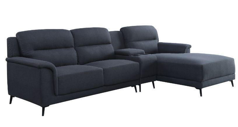 ACME Walcher Sectional Sofa, Gray Linen