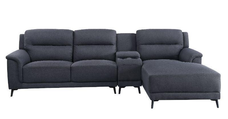 ACME Walcher Sectional Sofa, Gray Linen