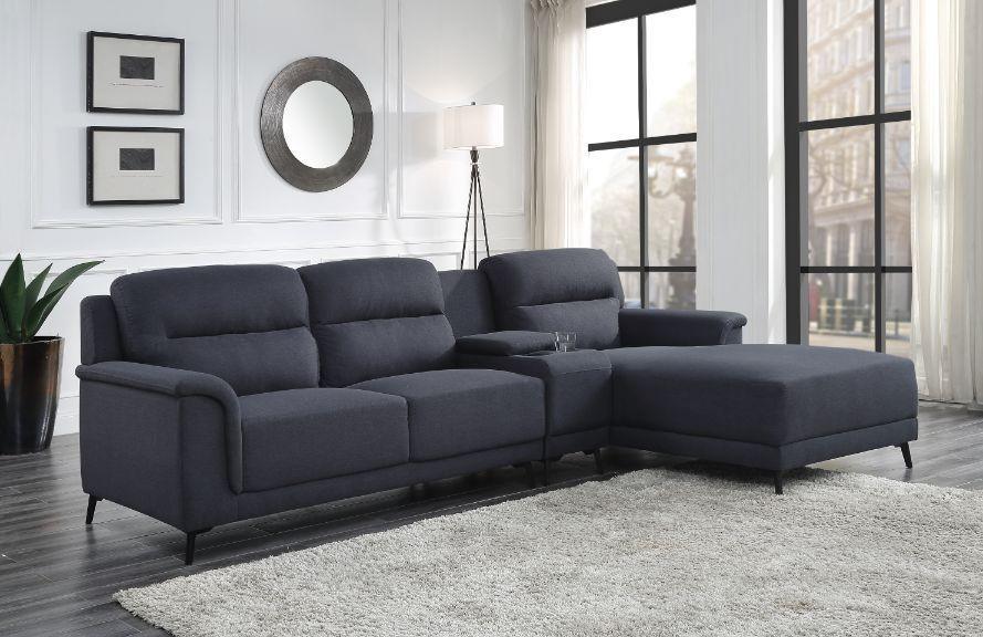 ACME Walcher Sectional Sofa, Gray Linen