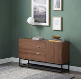 ACME Walden Console Table, Walnut & Black Finish