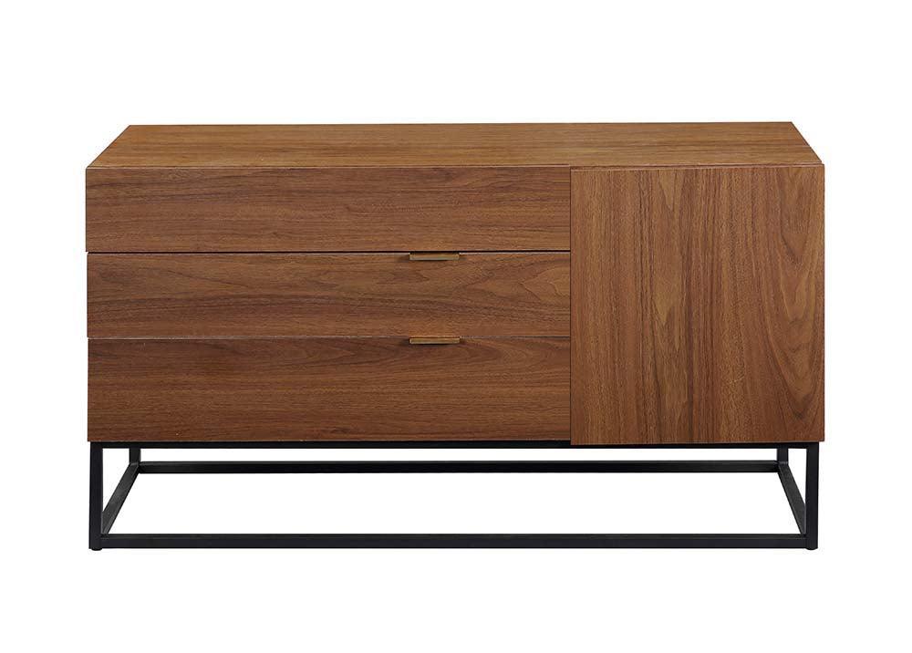 ACME Walden Console Table, Walnut & Black Finish