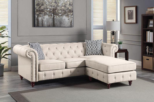 ACME Waldina Reversible Sectional Sofa , Beige Fabric