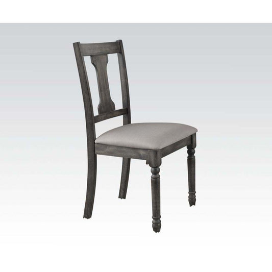 ACME Wallace Side Chair (Set-2), Tan Linen & Weathered Gray