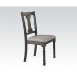 ACME Wallace Side Chair (Set-2), Tan Linen & Weathered Gray