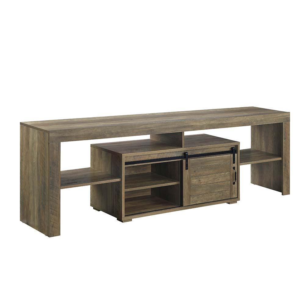 ACME Wasim TV Stand, Rustic Oak Finish