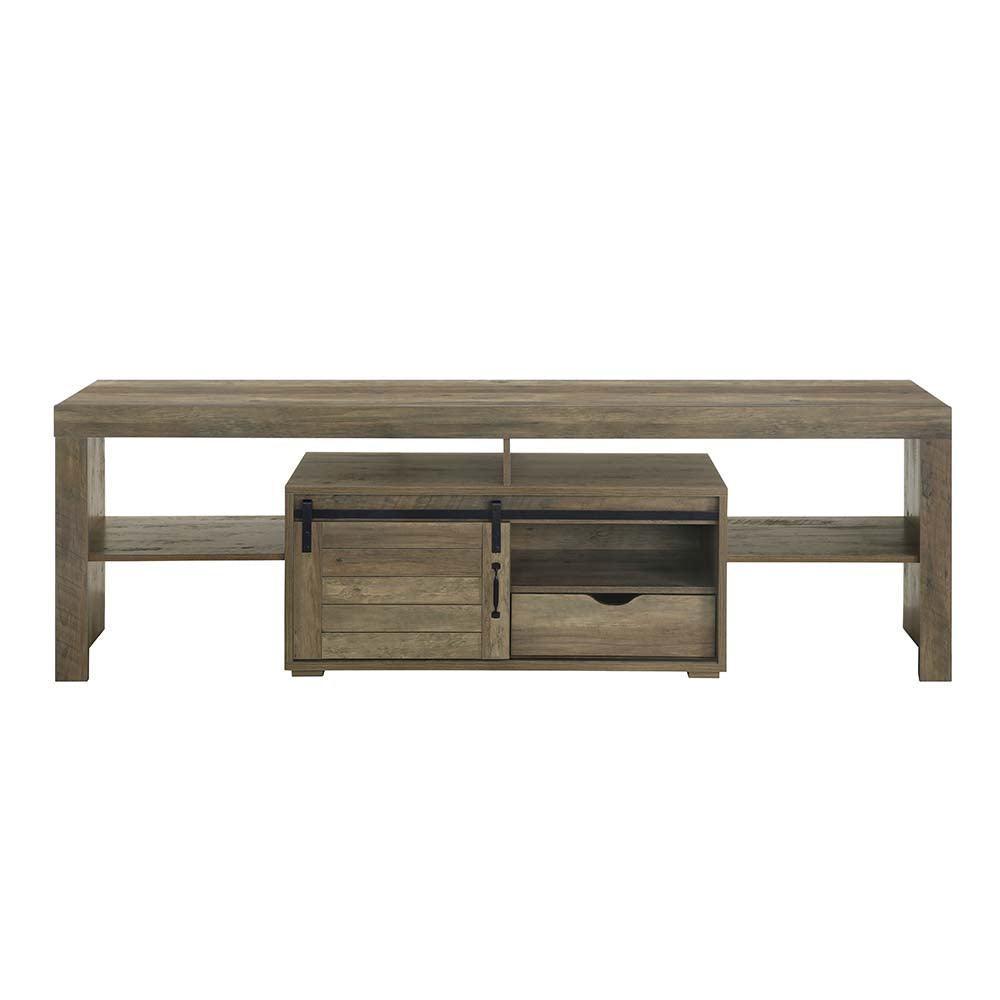 ACME Wasim TV Stand, Rustic Oak Finish