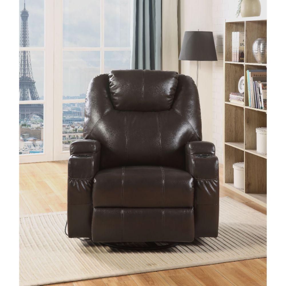 ACME Waterlily Rocker Recliner w/Swivel (Motion), Brown PU