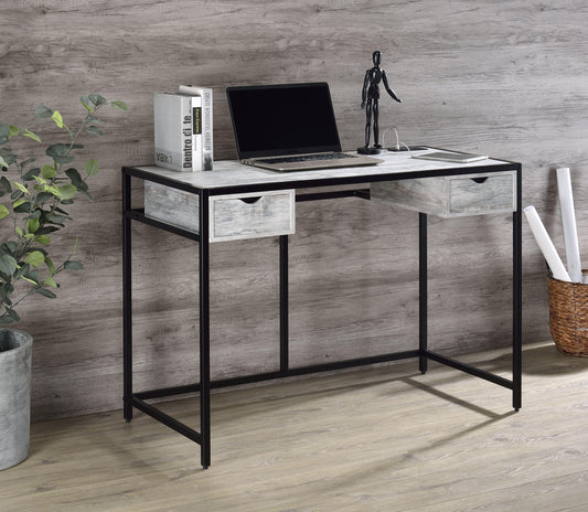 ACME Wearn Writing Desk w/USB, Weathered Gray & Black Finish