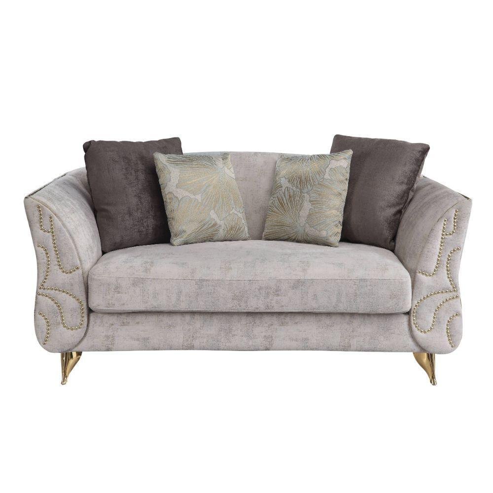 ACME Wilder Loveseat w/4 Pillows, Beige Fabric