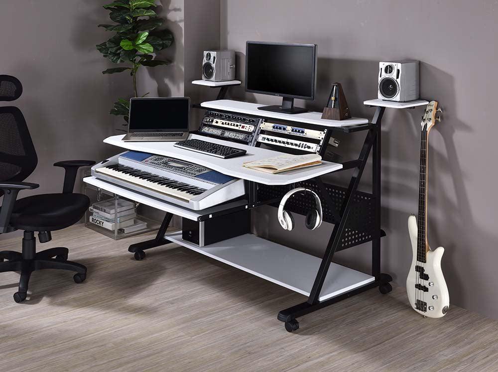 ACME Willow Music Desk, White & Black Finish