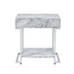 ACME Wither Accent Table, White Printed Faux Marble & Chrome Finish